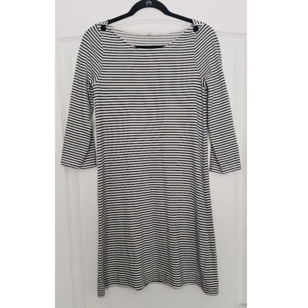 J. Crew Long Sleeve Striped T-shirt‎ Dress Sz M Lightweight Nautical Coastal